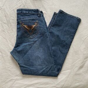 Y2K Roadrunner Embroidered Mid Rise Bootcut Jeans